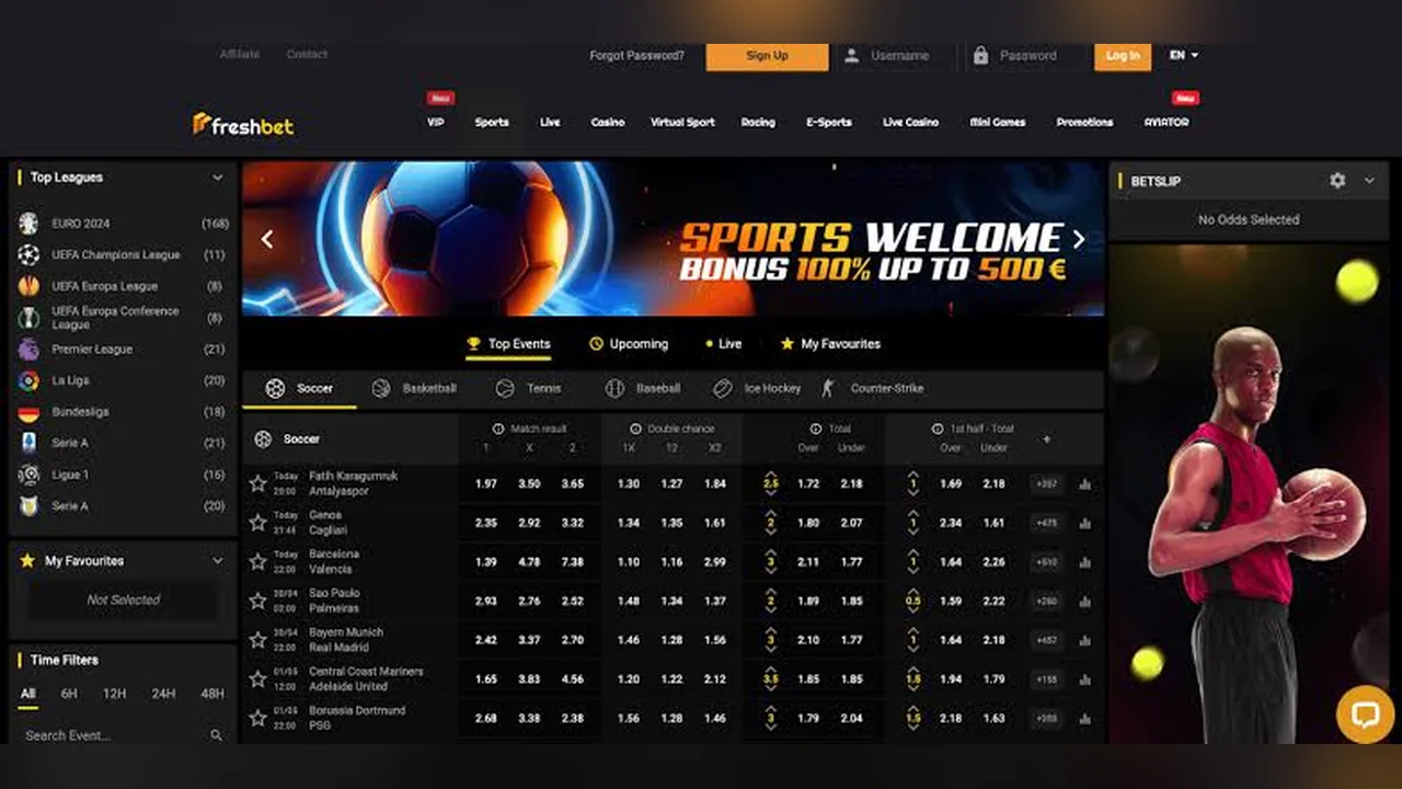 Freshbet sportsbook screenshot