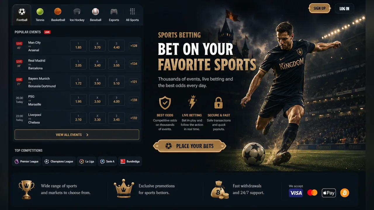 Kingdom Casino sportsbook screenshot